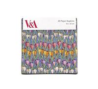 Pack of 20 Paper Serviette Napkins - 'Rows of Crocuses' Design by Sanderson & Sons - Disposable Tableware - by Museums & Galleries
