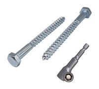 (Pack of 20 pcs) DIN 571 Zinc Plated Steel Hexagon Wood Screws M8 x 100 mm, Coach Screws, Hex Screw, Lag Bolts, Hex Head (20, M8 x 100 mm)