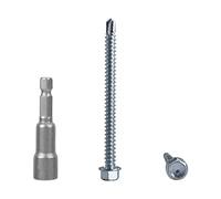 (Pack of 20 pcs) DIN 7504 K Zinc Plated Steel 5.5 x 70 mm Screws, Self-Drilling Sheet Metal Screw, Hex Washer Head, Self Tapping (20, 5.5 x 70 mm)
