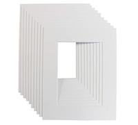 Pack of 20 Picture Photo Mounts. Frame size 12x10inch - Inside Aperture to fit 9x7 prints. Choice of White, Black & Antique white- Acid free (White)
