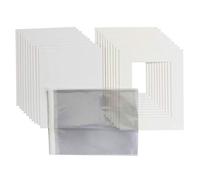 Pack of 20 Picture Photo Mounts KIts - Mats, Backs & clear resealable bags. Frame size 14 x 11 inch - Inner window to fit A4 prints/artwork. Choice of White, Black & Antique white (Antique White)