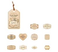 Pack of 20 Piece Ornamental Label Adhesives Decorative Sticker Set Feature Artistic Writing for Creative Projects Cardstock Sticker Set