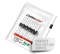 (Pack of 20 Pieces) Chanzon HER303 High Efficiency Rectifier Diode 3A 200V 50-70ns DO-201AD (DO-27) Axial 3 Amp 200 Volt Electronic Diodes