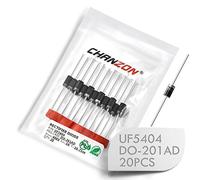 (Pack of 20 Pieces) Chanzon UF5404 Ultra Fast Recovery Rectifier Diode 3A 400V 50-75ns DO-201AD (DO-27) Axial 3 Amp 400 Volt Electronic Diodes