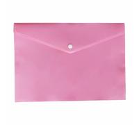 Pack of 20- Pink A4 Pastel Colour Document Stud Wallet Carry Popper Folder A4 Plastic File Organiser Holder Poly Envelope File with Button Closure Pastel Document for Home & Office