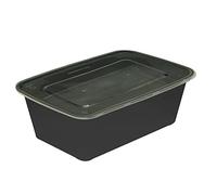 Pack of 20- Plastic Black Food Containers with Clear Lids Reusable Single Compartment Meal Prep Containers Food Tubs Takeaway Boxes Freezer Storage Trays Microwave & Dishwasher Safe (25 oz)