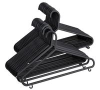 Pack of 20 Plastic Clothes Hangers - Non-Slip, Space-Saving Adult Hangers for Shirts, Coats, Dresses, Trousers | Durable & Lightweight Design - UR CHOICE (Black)