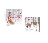 Pack of 20 reindeer christmas cards woodland animals xmas greetings card season greetings complete with envelopes.