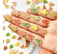 Pack of 20 Resin Christmas Tree Nails Charms Art Embellishments for Creating Earrings Hair Clips Designs