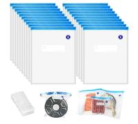 Pack of 20 Reusable Freezer Bags 30 x 34 cm with Valve Zipper and 2 Sealing Clips Filament Vacuum Bag Kit BPA Free for Food Storage, Sous Vaccine, 3D Printer Filament Storage