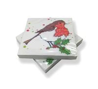 Pack of 20 Robin Red Breast and Holly Branch Paper Napkins
