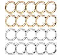 Pack of 20 Round Carabiner Keyrings, 25 mm Key Ring, Spring O Rings, Key Clasps, Spring Clasps, Spring Split Rings for Crafts, Bag Accessories, DIY Crafts, Silver + Gold