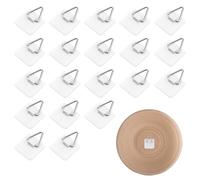 Pack of 20 Self-Adhesive Hooks for Pictures, Galvanised Metal, Rustproof and Wear-Resistant, Suitable for Smooth Surfaces, Ideal for Hanging Decorations, Invisible Adhesive Board Holder