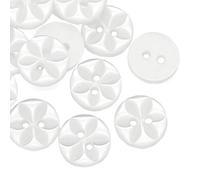 Pack of 20 Small 11mm Resin Sewing Buttons 2 Holes Round Clear Flower Pattern Knitting Baby