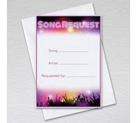Pack of 20 Song Request Cards with Envelopes - Wedding Party DJ - A6 Non-Folded Retro Pink Design