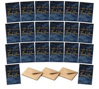Pack of 20 Thank You Cards Multipack Set, Starry Sky Navy and Gold 'Just to Say' Design, For Graduations Teachers School Friends Family Colleagues Farwell, Blank Inside with Envelopes