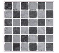 Pack of 20 Tile transfers Stickers Traditional Modern Art Bathroom backsplash Kitchen splashbacks Vintage Victorian Moroccan Black Cream Mosaic Peel and Stick self Adhesive Tile Cover (Black Stone)