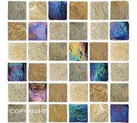 Pack of 20 Traditional Modern Art Tile Stickers transfers Peel and Stick backsplash Room Decor self Adhesive Oil Proof-Vintage Victorian Moroccan Cream Mosaic (Stone iridiscent)
