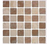 Pack of 20 Traditional Modern Art Tile transfers Stickers Peel and Stick backsplash Room Decor self Adhesive Oil Proof- Vintage Victorian Moroccan Black Cream Mosaic (Brown Stone)