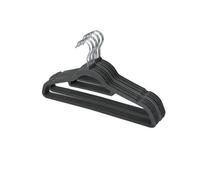 Pack Of 20 Velvet Thin Non Slip Clothes Hangers With Tie Bar & Swivel Hooks Organiser For Coat Suit Trousers Hanger Charcoal