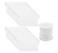 Pack of 20 Vertical Blinds and 10 Metres White Chain Roller Blind Chain 89 mm / 3.5 Inch Slat Curtains for Curtain Door Window Accessories