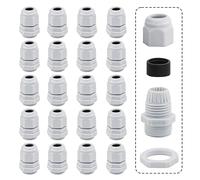 Pack of 20 Waterproof Cable Glands, M12 White, Adjustable Cable Gland with Nut for Attaching Cable Glands for Outdoor Garden Garage Junction Box
