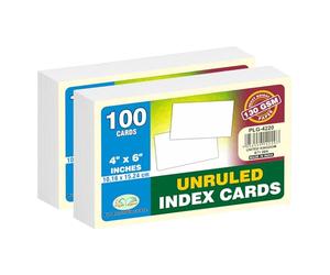 [Pack of 200] A6 UNRULED Index Cards 4” x6” White Flash Cards 130 GSM (Both Sides Blank) - Learning Record Cards - Post Card - Memory Spelling Cards Perfect for Studying, Presenting, and List- Making