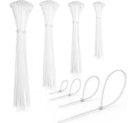 Pack of 200 Cable Ties Set - 100/150/200/300 mm (50 Pieces Each) - Various Sizes, Super Durable & Self-Locking - for Cable Management, Home & Workshop (White, 200 Pieces)
