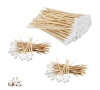 Pack of 200 Long Cotton Buds 15 cm Ear Sticks Cleaning Sticks Wooden Handle Cotton Carrier Large Head for Makeup Cleaning Polishing Beauty Nails