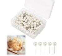 Pack of 200 Pins with Head Large, Round White Pins, Stainless Steel, Pearl Pins Long, Pearl Needles Long, Sewing Pins for Sewing Crafts, Wedding Decorations (42 mm)
