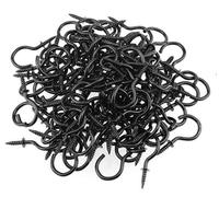 Pack of 200 Screw Hooks, Stainless Steel, Small Ceiling Hooks, Wall Hooks, 1/2 Inch, for Indoor and Outdoor Hanging Plants, Art Decorations, Keys, Christmas Decoration, Screw Hooks (Black 22 × 10 mm)