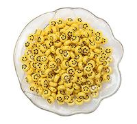 Pack of 200pcs Yellow Smile Face Bead 10mm Acrylic Happy Face Spacer Beads for DIY Choker Bracelet Earring Necklace Craft Making Supplies (Yellow)