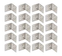 Pack of 20pcs L Shaped Brackets 4-Hole/6-Hole Stainless Steel Heavy Duty Corner for Shelves Tables Chairs Right Angled Mount