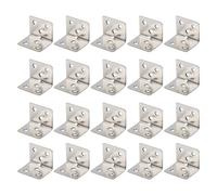 Pack of 20pcs L Shaped Brackets 4-Hole/6-Hole Stainless Steel Heavy Duty Corner for Shelves Tables Chairs Right Angled Mount