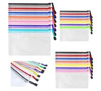 Pack of 21 Document Wallets A4 A5 A6 Colourful Document Bag in 7 Colours, Waterproof Document Bag Transparent Zip Bag for Offices School Travel
