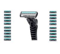 Pack Of 21 Three-Edge Men's Disposable Grooming Essential Tools With Triple Stainless Steel For Facial & Body Shaving