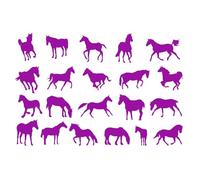 Pack of 21 Various Horse Cute Silhouette Stickers - Waterproof Decals - Water Bottles, Car, Laptops, Scrapbooking, Party Bags - Fun Gifts (Purple, Small)