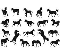Pack of 21 Various Horse Cute Silhouette Stickers - Waterproof Decals - Water Bottles, Car, Laptops, Scrapbooking, Party Bags - Fun Gifts (Medium, Black)