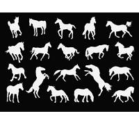 Pack of 21 Various Horse Cute Silhouette Stickers - Waterproof Decals - Water Bottles, Car, Laptops, Scrapbooking, Party Bags - Fun Gifts (Small. White)