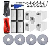 Pack of 22 Accessories for Roborock Saros 10R/Saros 20/Qrevo Curv 2 Pro/Qrevo CurvX/Qrevo Curv 2 ProX, 1 Main Brush, 4 HEPA Filters, 4 Mop Pads, 6 Side Brushes, 5 Dust Bags, 2Replacement Parts