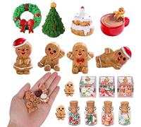 Pack of 22 Miniature Gnome Accessories Christmas, Christmas Gnome Dollhouse Accessories, Gnome Door Set, with Mini Christmas Tree Christmas Wreath Gingerbread Man Biscuits Sweets, for 1:12 Dollhouse