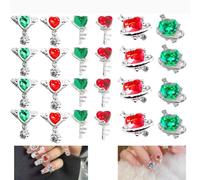 Pack of 24 3D Heart Scepter Zircon Nail Charms, Heart Nail Charms, Shiny Wand and Heart Nails Rhinestones for Women, DIY Crystal Decoration, Diamond Flatback Diamond Heart for Nail Wedding
