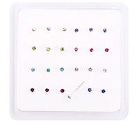 Pack of 24/8 Colour 925 Sterling Silver Claw Set Nose Studs