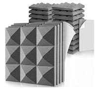 Pack of 24 Acoustic Foam Panels, Self-Adhesive Soundproof Foam Panels, Wall Reducing Noise Foam, for Music, Studio and So On, 5 x 30 x 30 cm