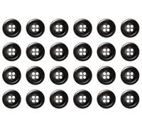Pack of 24 Black 15mm Round Sew On Buttons Trousers Jackets Suits Skirts Flat 4 Holes