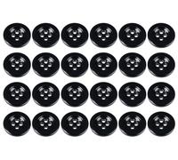 Pack of 24 Black 17mm Round Sew On Plastic Buttons for Trouser Braces Suits Skirts Domed 4 Holes 27 Ligne