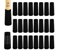 Pack of 24 Chair Socks, Elastic Furniture Socks, Knitted, Felt Chair Leg Caps, Thick Base, Non-Slip Pads for Furniture, Table, Floor Protection, Avoid Scratches and Noises (Black)