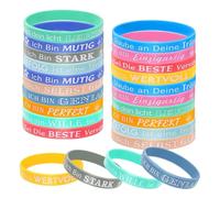 Pack of 24 Children's Motivational Bracelets Silicone Bracelets with Positive Sayings Courage Gift Motivational Rubber Bracelets Children's Birthday Party Bag