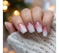 Pack Of 24 Christmas Snowflake Glitters Pattern False Nails Festive ABS For Parties Daily Wear Christmas Snowflake Press On Nail