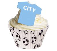 Pack of 24 City Edible Wafer T Shirt Decorations - Great for Football Themed Cakes for Manchester Fans - 201-164-24